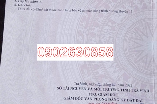 ⭐chinh chu ban lo dat tiem nang tai ap hoa lac a, (luong hoa a, chau thanh, tra vinh), vinh long, 0902630858