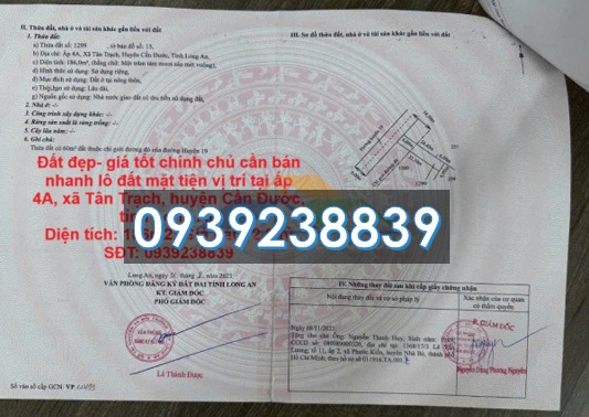 ⭐chinh chu ban nhanh lo dat mat tien vi tri dep ap 4a, tan trach (can duoc, long an cu), xa my le, tay ninh, 093