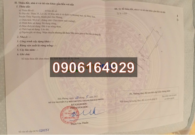 ⭐chinh chu can ban lo dat dep tai khu nha o trung tam thuong mai thuy son; hai phong; 0906164929