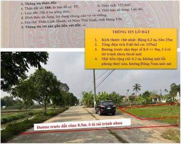 ⭐️Bán lô đất 155m2 (full thổ cư) Thuần Thành, (Thái Thuỵ, Thái Bình), xã Nam Thái Ninh, Hưng Yên mới; 0968165466